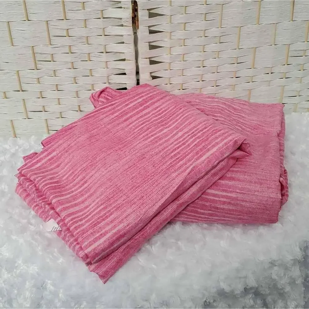 Park B Smith Full STRIE Pink Flat Fitted Sheets